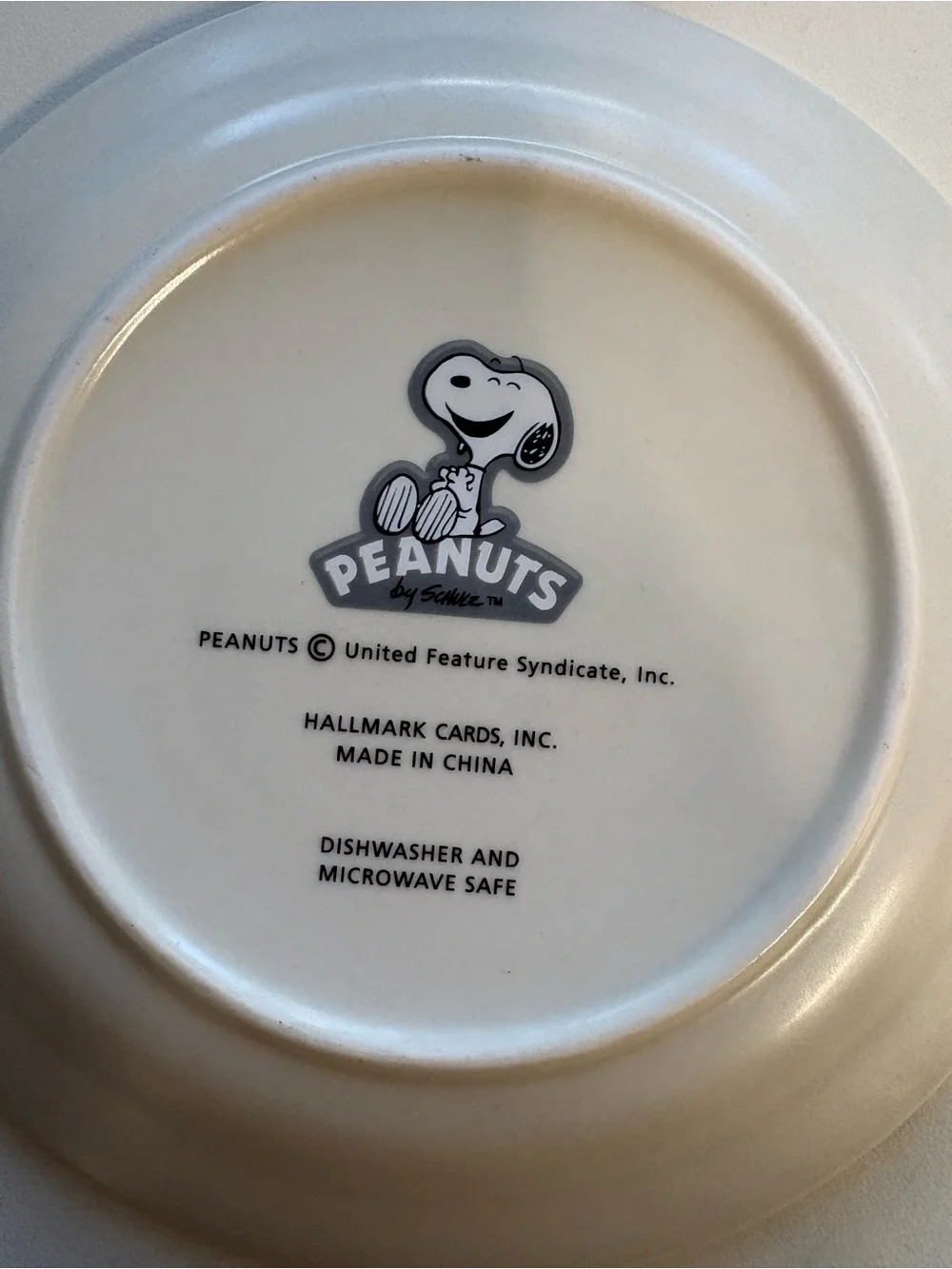 Peanuts Snoopy Winter Side Plates - White with Blue Trim (Set of 4) 6.5”